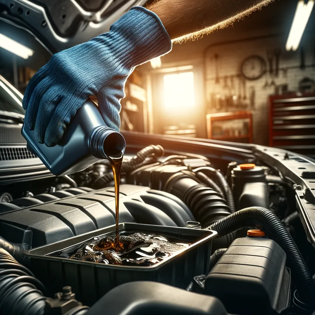 Engine oil replacement cost blue hands