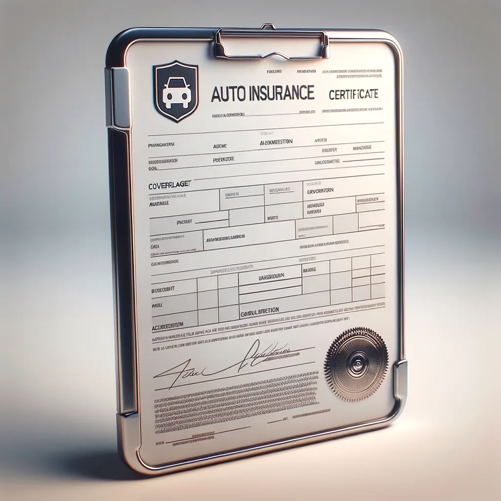 Auto Insurance 1 Certificate