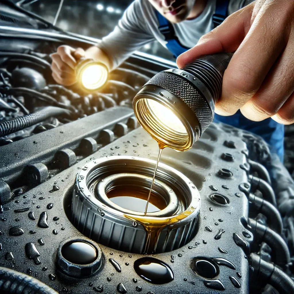 Engine oil cap leakage