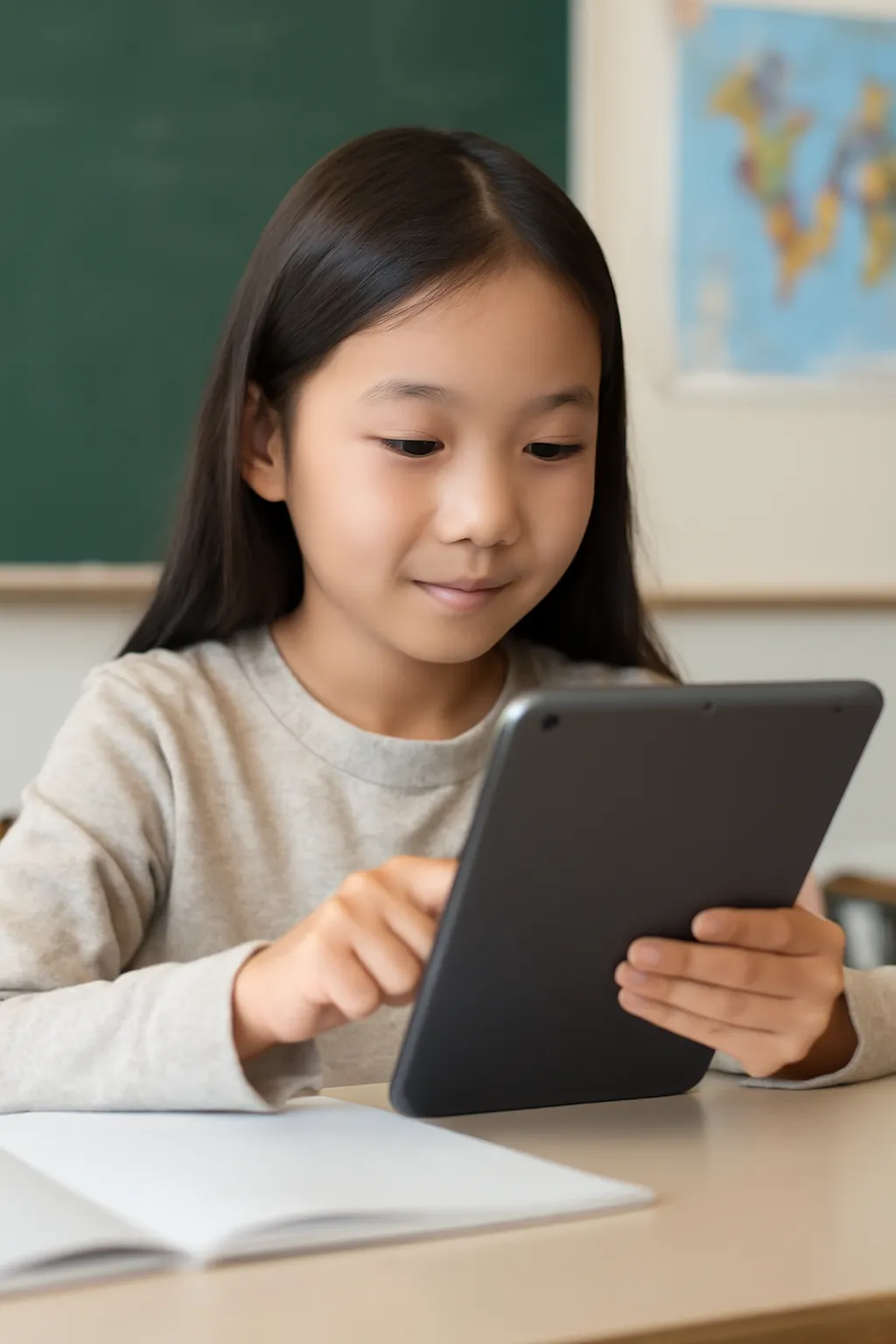 Elementary school student tablet support