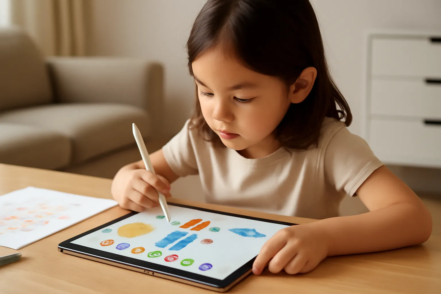 Elementary school student painting application