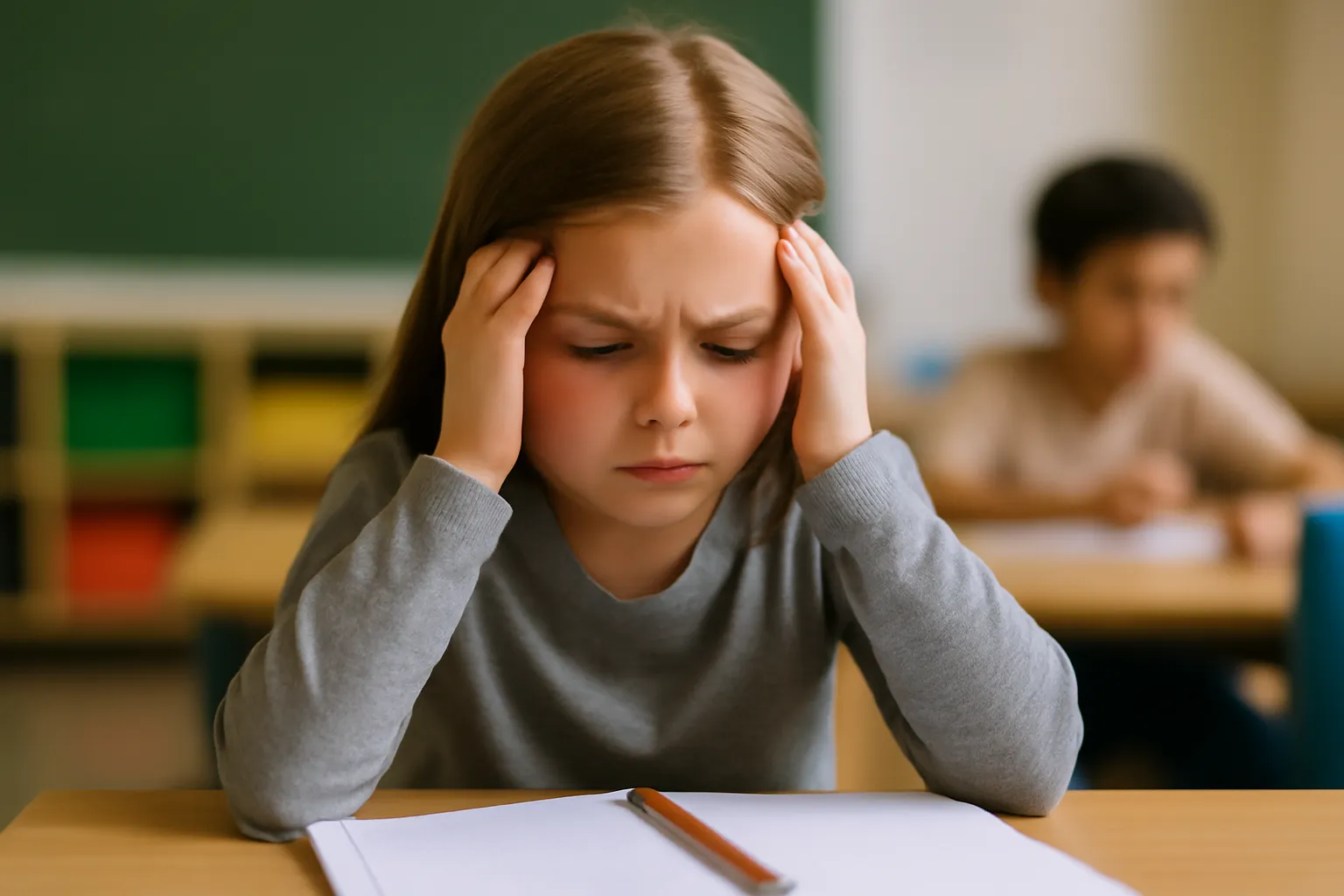 Elementary school headache mild fever