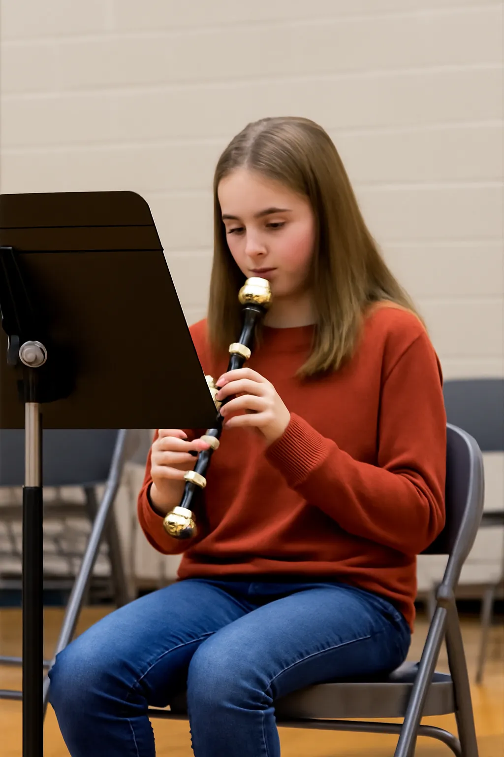 Middle school student recorder performance
