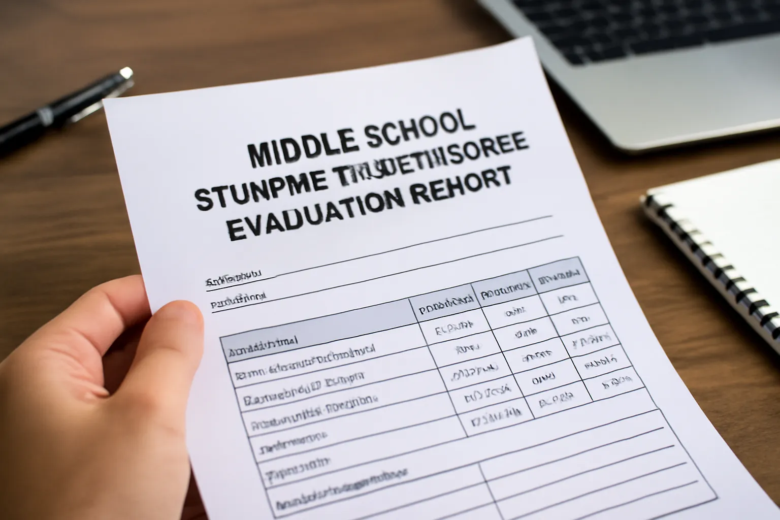 Middle school student performance evaluation report