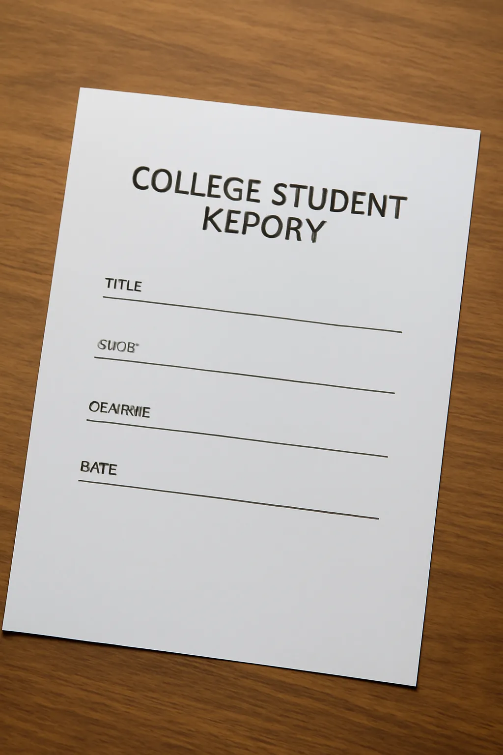 College Student Report cover form