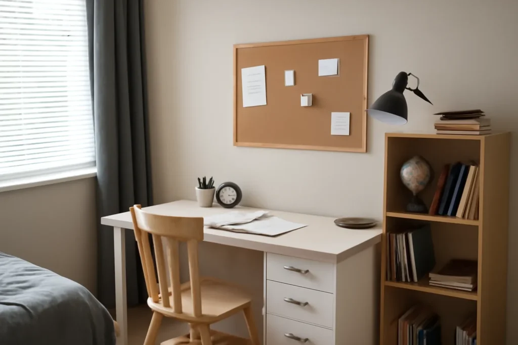 High school room interior desk