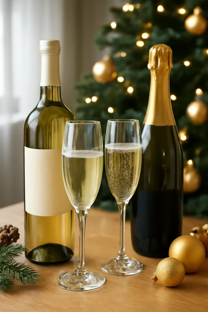 White wine and champagne for the year -end and New Year holidays