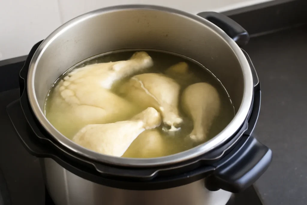 Boil the pressure cooker chicken
