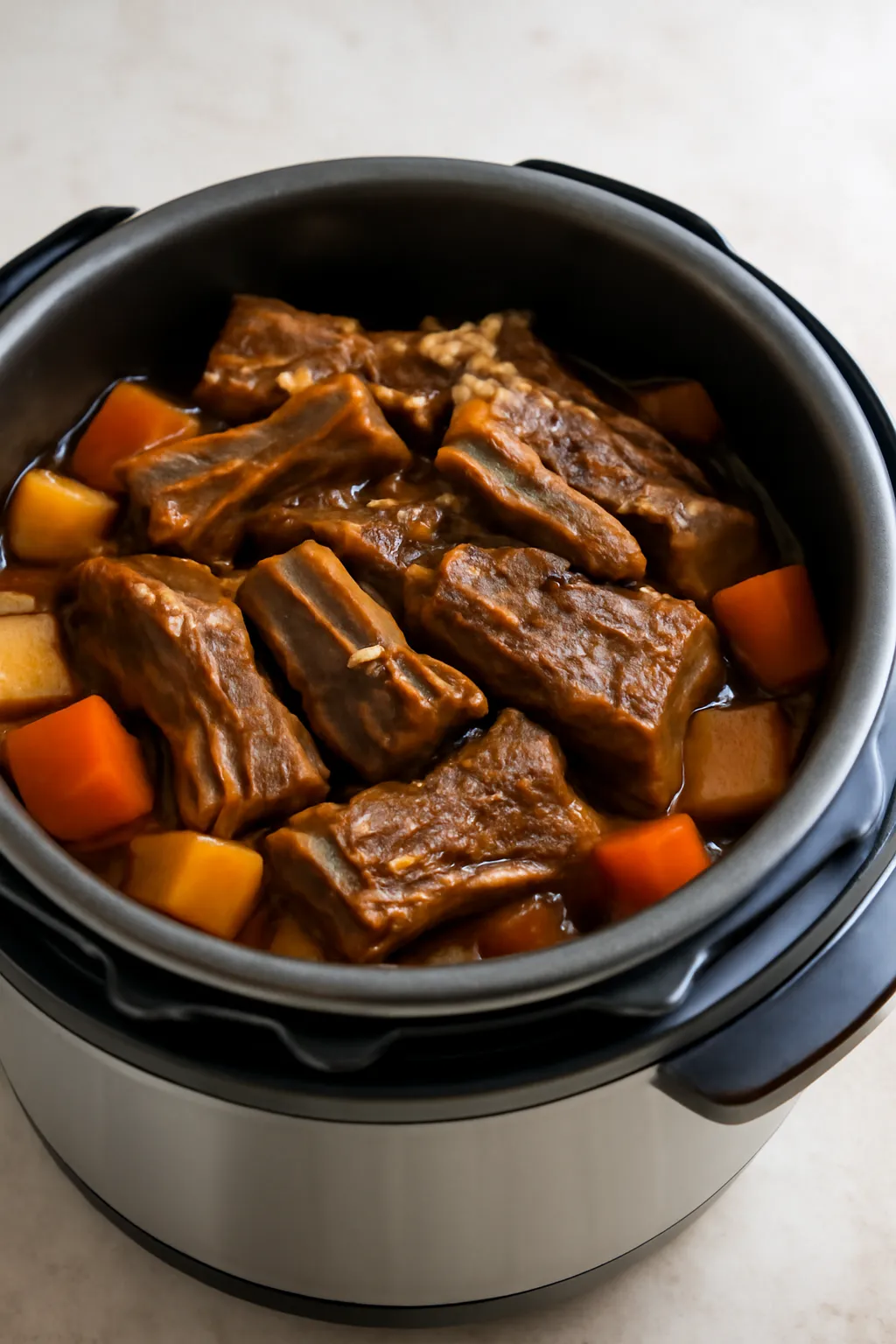 Beef ribs steamed pressure cooker method
