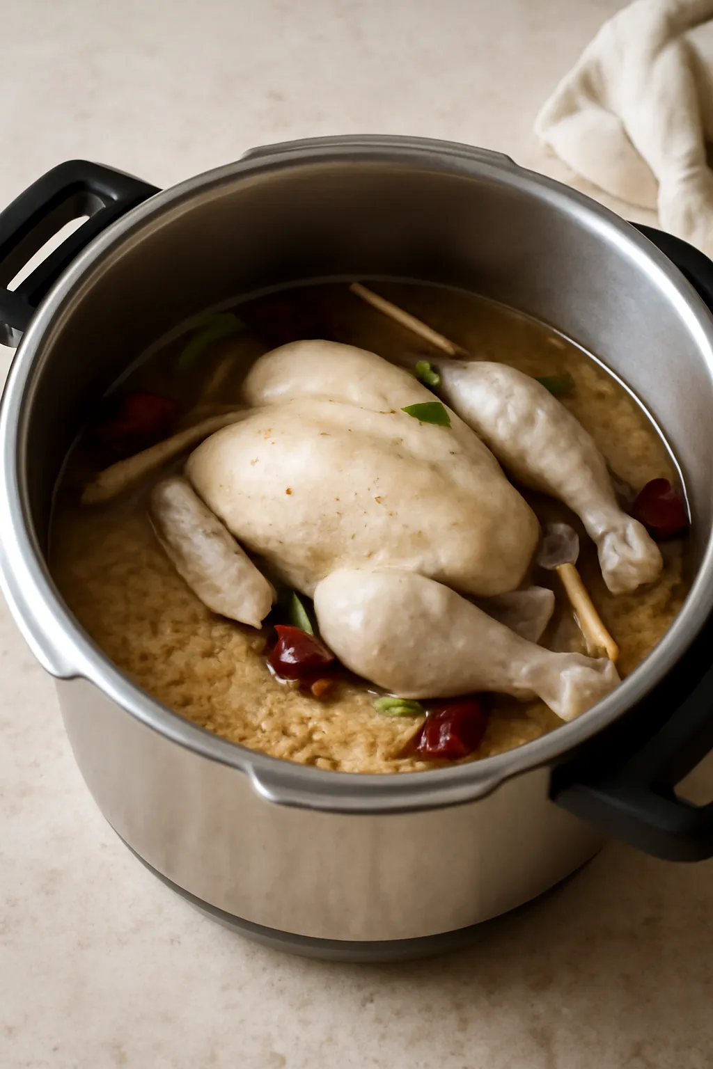 Pressure cooker samgyetang Nurungji