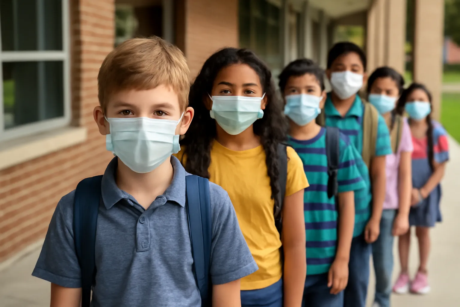 Elementary school mask line