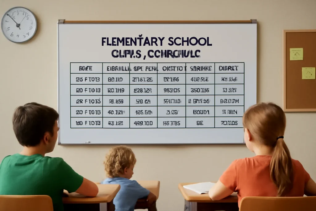 Elementary school class schedule
